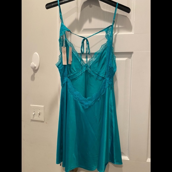Teal VS Lingerie Slip Dress - Picture 2 of 3